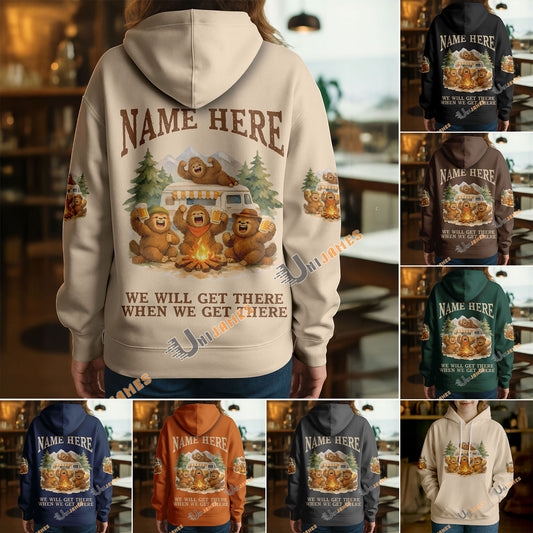 BlueJose Bigfoot Camping We Will Get There When We Get There Personalized Name Shirts