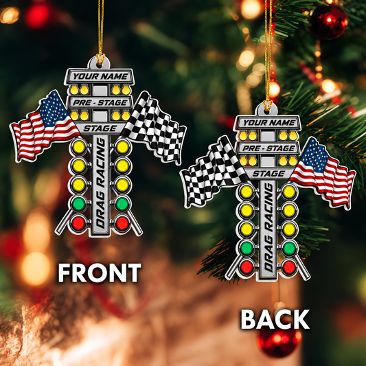 Bluejose Drag Racing Lights Christmas Acrylic Ornament
