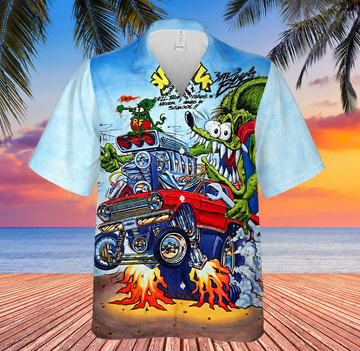 Bluejose Fix The Hot Rod Breathing Rat Fink Unisex Hawaiian Shirt, Rat Fink Unisex Shirt