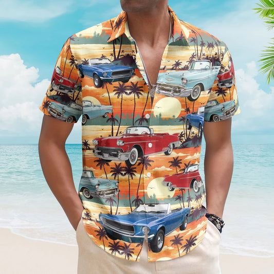 Custom Vintage Cars Photo Muscle Cars For Men, Husband - Custom Photo Hawaiian