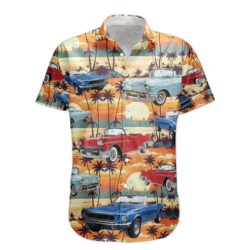 Custom Vintage Cars Photo Muscle Cars For Men, Husband - Custom Photo Hawaiian