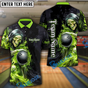 BlueJose Grim Reaper Bowling Premium Multicolor Customized Name 3D Shirt (6 Colors)