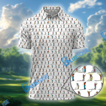 BlueJose Golf Swing Motion Shirt, Pattern Golf Polos, Golf Gift For Men's, Funny Golf Shirts