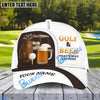 BlueJose Golf And Beer Funny Golf Cap, Personalized Name Pattern 3D Classic Cap