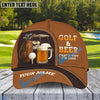 BlueJose Golf And Beer Funny Golf Cap, Personalized Name Pattern 3D Classic Cap
