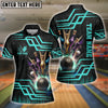 BlueJose Bowling And Pins Royal Multicolor Option Customized Name 3D Shirt for Women (4 Colors)