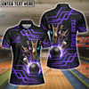 BlueJose Bowling And Pins Royal Multicolor Option Customized Name 3D Shirt for Women (4 Colors)