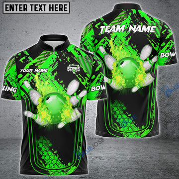 BlueJose Bowling And Pins Abstract Grunge Break Multicolor Personalized Name, Team Name 3D Shirt