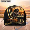 BlueJose Dog Hunting And Duck Black Gold Curved Stripe Marsh Sunset Scene Personalized Name 3D Cap (8 Dog Breeds)