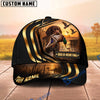 BlueJose Dog Hunting And Duck Black Gold Curved Stripe Marsh Sunset Scene Personalized Name 3D Cap (8 Dog Breeds)
