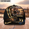 BlueJose Dog Hunting And Duck Black Gold Curved Stripe Marsh Sunset Scene Personalized Name 3D Cap (8 Dog Breeds)