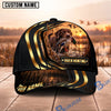 BlueJose Dog Hunting And Duck Black Gold Curved Stripe Marsh Sunset Scene Personalized Name 3D Cap (8 Dog Breeds)