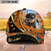 BlueJose Dog Hunting And Duck Orange Camo Curved Stripe Marsh Hunting Scene Personalized Name 3D Cap (8 Dog Breeds)