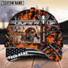 BlueJose Dog Hunting And Duck Orange Black Geometric Camo Hunting Scene Personalized Name 3D Cap (8 Dog Breeds)