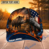 BlueJose Hunting American Flag Sunset Rifle Personalized 3D Cap (12 animals)