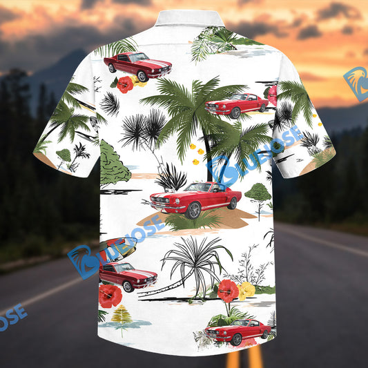 Bluejose Personalized Car Red Mustang Tropical Paradise Hawaiian Shirt