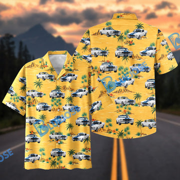 BlueJose Custom Photo Personalized Car 1960s Mustang Muscle Car Yellow Hawaiian Shirt