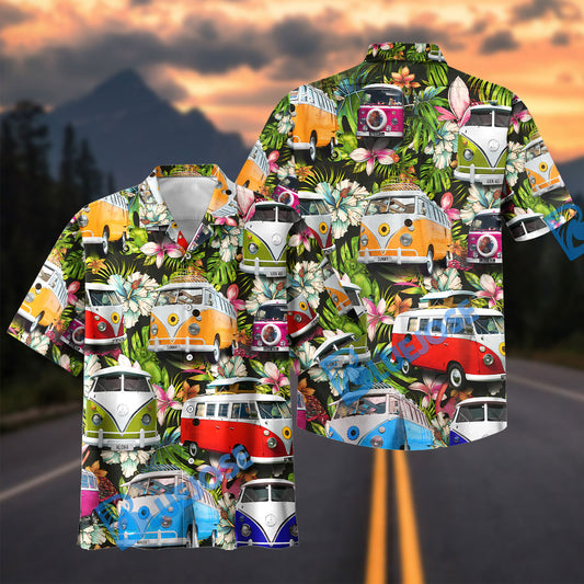 Custom Volkswagen Campervan Photo Hawaiian Shirt, Summer Gift