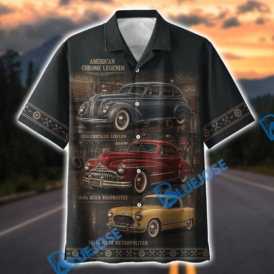Bluejose American Chrome Legends Car - Personalized Car Hawaiian Shirt