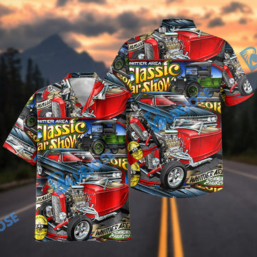 Bluejose Classic Car Show Hot Rod Hawaiian Shirt