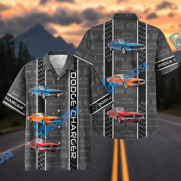 BlueJose Custom Photo Personalized Car Dodge Charger Classic Muscle Car Racing Hawaiian Shirt