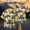 Bluejose Personalized Car Yellow Flame Hot Rod Tropical Floral Hawaiian Shirt