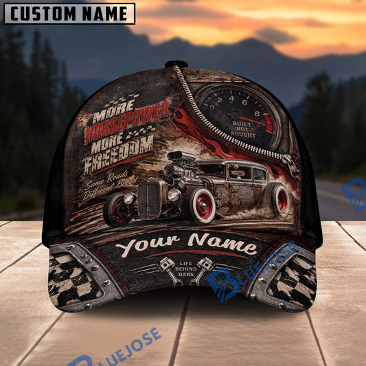BlueJose More Horsepower More Freedom Custom Name Cap – 'Built Not Bought' Rat Rod Baseball Hat