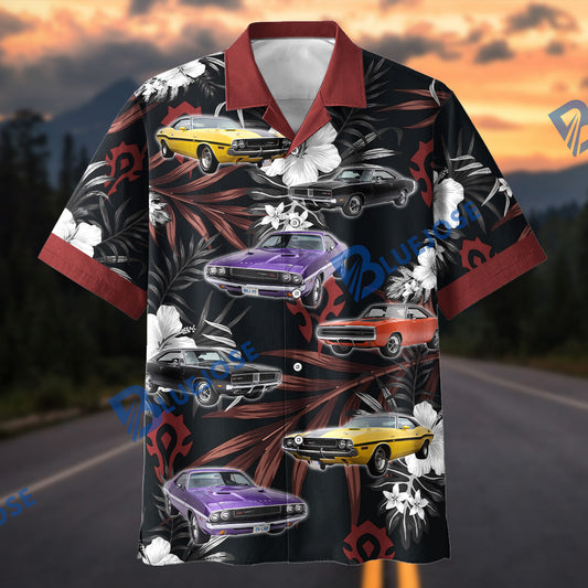 BlueJose Custom Photo Personalized Car Classic Muscle Car Floral Hawaiian Shirt