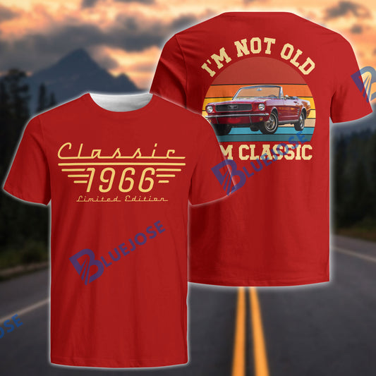 BlueJose Custom Car Photo Personalized Car Classic 1966 Vintage Mustang T-Shirt
