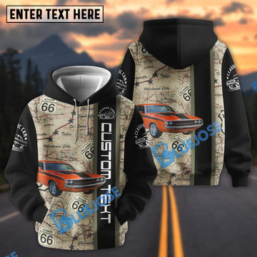 Bluejose Personalized 1970 Dodge Challenger Route 66 Classic Car Hoodie