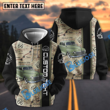 Bluejose Personalized 1948 Plymouth Club Coupe Route 66 Classic Car Hoodie