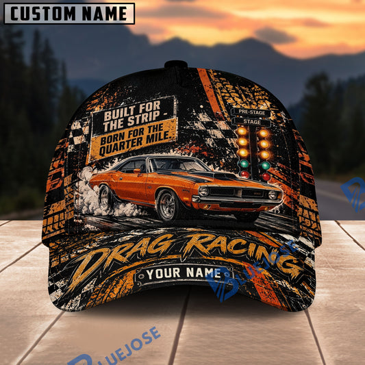 BlueJose Built for the Strip Drag Racing Personalized Name 3D Cap
