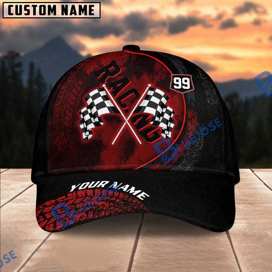 BlueJose Custom Racing Trucker Cap – Personalized Checkered Flag Motorsport Snapback Hat