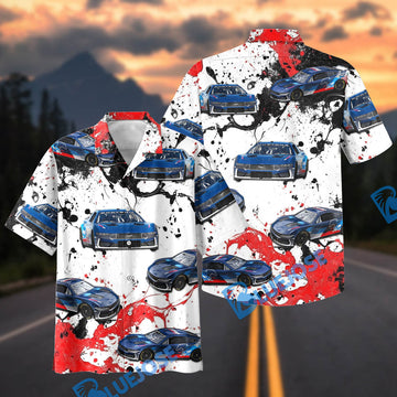 BlueJose Custom Photo Personalized Ford Mustang Racing Splash Hawaiian Shirt