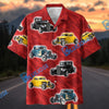 BlueJose Custom Photo Personalized Vintage Hot Rod Cars Red Geometric Hawaiian Shirt
