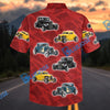 BlueJose Custom Photo Personalized Vintage Hot Rod Cars Red Geometric Hawaiian Shirt