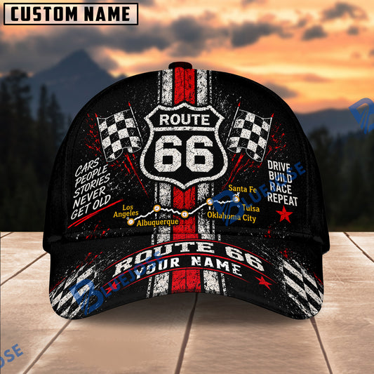 BlueJose Route 66 Road Map Personalized Name 3D Cap