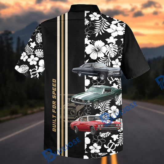 BlueJose Custom Photo Personalized Car American Muscle "Built For Speed" Car Hawaiian Shirt