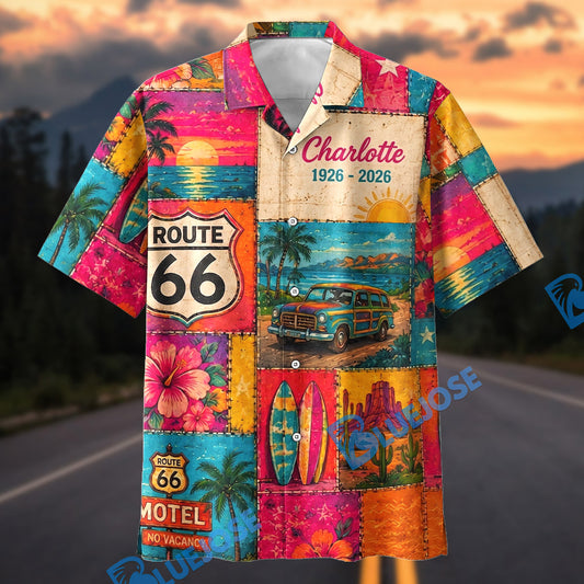Bluejose Route 66 Centennial 1926–2026 Aloha Shirt