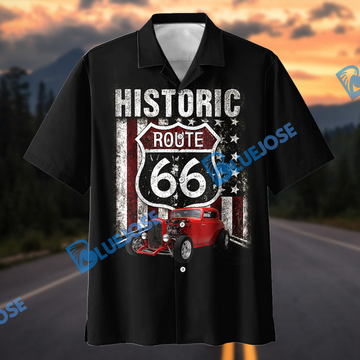 Bluejose American Legend Route 66 Hot Rod Hawaiian Shirt