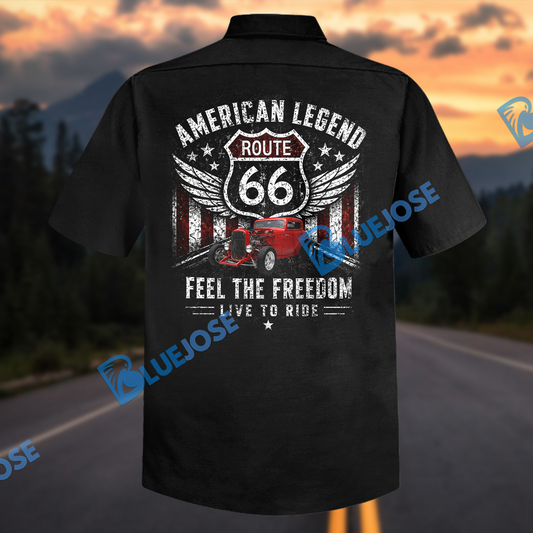 Bluejose American Legend Route 66 Hot Rod Hawaiian Shirt