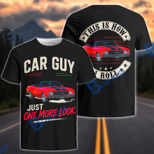 BlueJose Custom Car Photo Classic Muscle Car T-Shirt – Vintage American Car Guy Graphic Tee