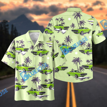 BlueJose Custom Photo Personalized Car Classic Muscle Car Palm Tree Hawaiian Shirt