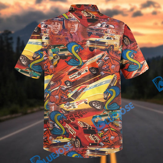 Bluejose Retro Muscle Car Hawaiian Shirt