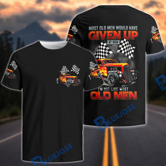 BlueJose Custom Car Photo  Personalized Car Most Old Men Would Have Given Up Hot Rod T-Shirt – Vintage Street Rod Racing Graphic Tee