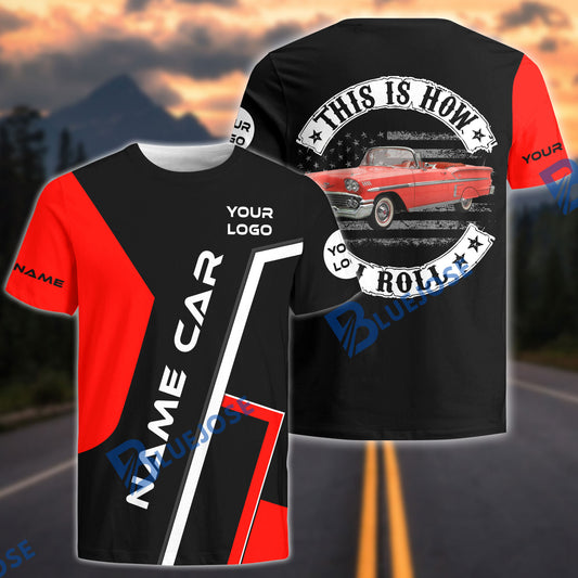 BlueJose Custom Car Photo Classic Car T-Shirt – Personalized Vintage Muscle Car Graphic Tee (9 colors)