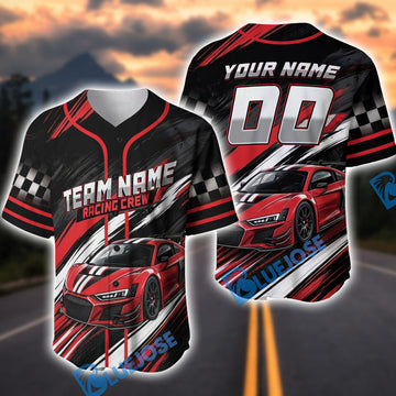 BlueJose Personalized Racing Crew Baseball Jersey – Custom Name & Number Sports Shirt