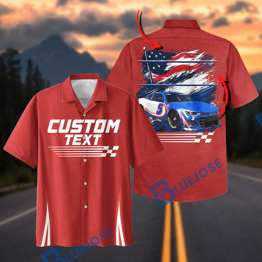 BlueJose Custom Photo Personalized Racing Car Hawaiian Shirt