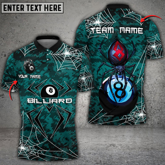 BlueJose Billiards Unique Spider Cobweb Personalized Name, Team Name Unisex Shirt ( 4 Colors )