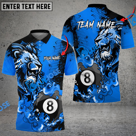 BlueJose Billiards Ball 8 Fire Lion King Personalized Name, Team Name Unisex Shirt ( 6 Colors )